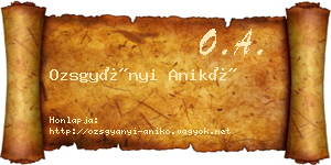 Ozsgyányi Anikó névjegykártya